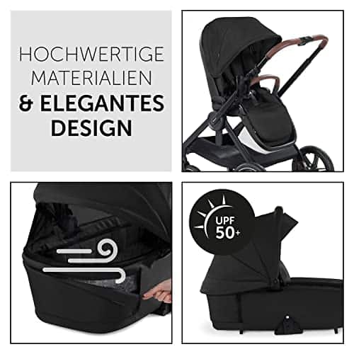 Hauck Kombi-Kinderwagen Walk N Care Air Set (Black) inkl. Babywanne, Sportsitz, Beindecke und Getränkehalter (bis 22kg belastbar) – Bild 3