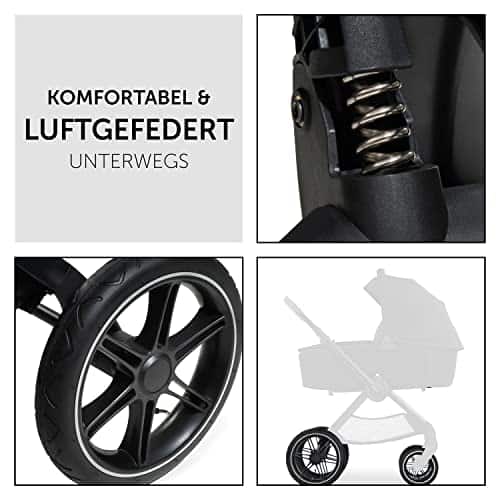 Hauck Kombi-Kinderwagen Walk N Care Air Set (Black) inkl. Babywanne, Sportsitz, Beindecke und Getränkehalter (bis 22kg belastbar) – Bild 5