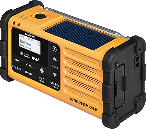 Sangean MMR-88 Survivor M8 - Tragbares Kurbelradio mit Notsummer und LED Taschenlampe - Schwarz/Gelb – Bild 2