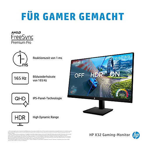 HP X32 Gaming Monitor 32" QHD IPS Display, 165Hz, 1ms, VESA Mount