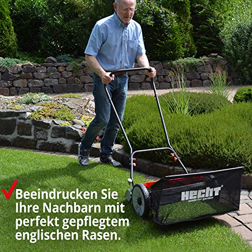 HECHT Spindelmäher 46 cm mit 50 l Grasfangkorb Für englischen Rasen