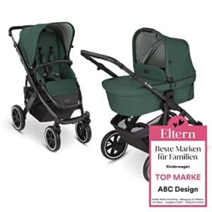 ABC Design Kinderwagen Salsa 4 Air - Set - Kombikinderwagen für Kleinkinder & Babys - Set inkl. Babywanne, Sportsitz, Wickeltasche Urban & Neugeborenen Fußsack - (basil)