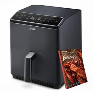 COSORI Heißluftfritteuse mit Doppeltes Heizelement Tech, 6,4 L Smart Airfryer mit Full Touch Screen, 12 Multifunktionen, 60 Online Deutsch Rezept, 1700W, Dunkelgrau