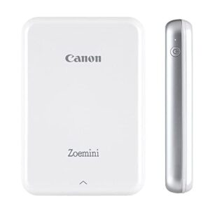 Canon Zoemini Mini Fotodrucker (Mini Fotodrucker, Bluetooth, 5 x 7,5cm Fotos, Akku, ZINK Druck tintenfrei, Sofortdruck, iOS, Android, Printapp, 160 g, 314 x 400 dpi), weiß