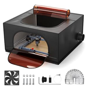 DEWALLIE Schutzhülle Gehäuse für Laser Graviermaschine mit Belüftung, 70x70x35cm Feuerfestes und Staubdichtes Schutzzelt für Laser Cutter, mit Abluftventilator