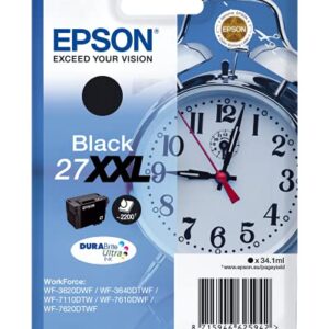 Epson Original 27XXL Tinte Wecker (WF-3620DWF, WF-3640DTWF, WF-7110DTW, WF-7210DTW, WF-7610DWF, WF-7620DTWF, WF-7710DWF, WF-7715DWF, WF-7720DTWF), schwarz