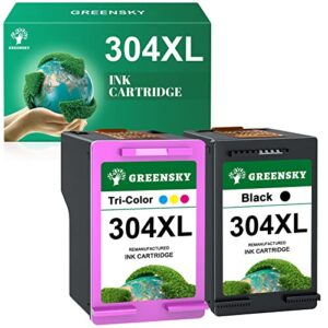 GREENSKY 304 304XL Wiederaufbereitet Druckerpatronen als Kompatibel für HP 304 Schwarz und Farbe für Envy 5010 5020 5030 5032 Deskjet 2620 2622 2630 2633 3720 3730 2632 3733 2634 Drucker (2er Pack)