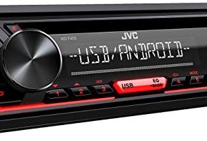 JVC KD-T402 CD-Autoradio mit RDS (Hochleistungstuner, USB, AUX-Eingang, Android Music Control, Bass Boost, 4x50 Watt, Rot) Schwarz