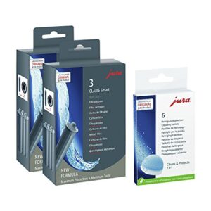 Jura 71794 + 62715 Kombi-Pack, Claris Filterpatrone Smart (2 x 3er-Pack) + 6er Reinigungstabletten