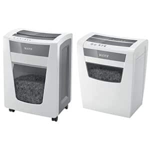 Leitz IQ Office Pro Aktenvernichter, Partikelschnitt, Sicherheitsstufe P4, 20 Blatt Kapazität, 30L Abfallbehälter & IQ Home Office Aktenvernichter (Sicherheitsstufe P4, 10 Blatt Kapazität) weiß