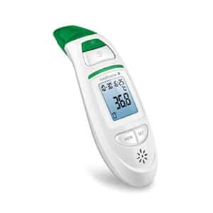 medisana TM 750 connect digitales 6in1 Fieberthermometer Ohrthermometer für Baby, Kinder und Erwachsene, Stirnthermometer mit visuellem Fieberalarm, Speicherfunktion und Bluetooth