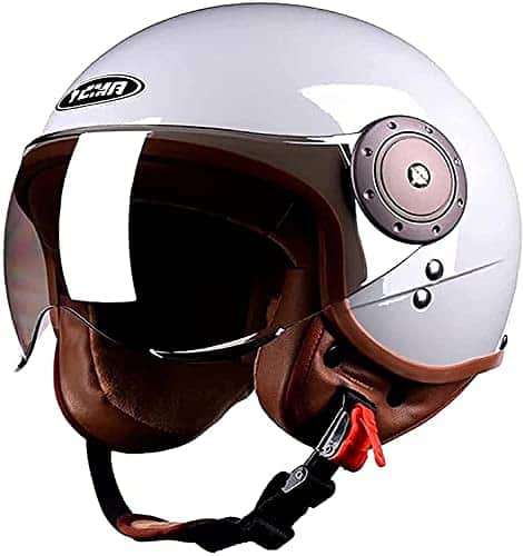 BDTOT Halbschalenhelm Mit ECE Jethelm Retro Visier Motorrad-Helm Brain-Cap Roller Moped Scooter-Helm für Cruiser Chopper