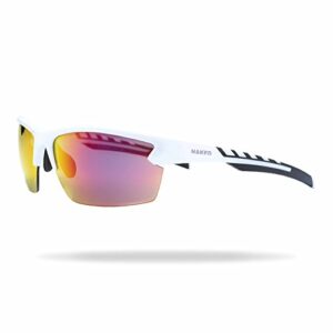 NAKED Optics Sports Sunglasses (RUSH Halfframe White/Lens Red)
