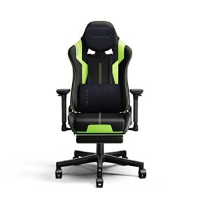 NOKAXUS Gaming Stuhl Für Erwachsene mit einziehbarer Fußstütze Einstellung der Rückenlehne Verdickungsschwämme Drehbürostuhl mit Massagefunktion（YK-6008A-GREEN）…