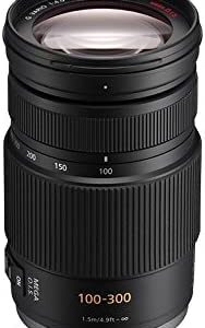 Panasonic H-FS100300E LUMIX G Vario Telezoom 100-300 mm F4.0-5.6 Objektiv (200-600 mm KB, O.I.S. Bildstabilisator) schwarz