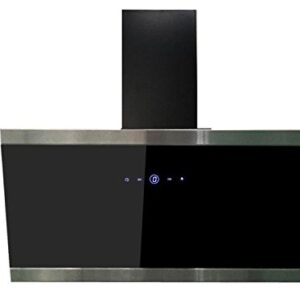 respekta kopffreie Schräghaube Dunstabzugshaube Abzugshaube Wandhaube Glas 90 cm schwarz EEKL A+ / Touch Control/Abluft und Umluft/LED