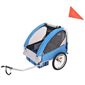 SOULONG Fahrradanhänger Kinderanhänger mit Federung Belastbarkeit bis 30Kg Stahlrahmen 2 Sitz,Größe des Sitzplatz 62 x 72 x 61 cm (B x T x H) Dunkelblau