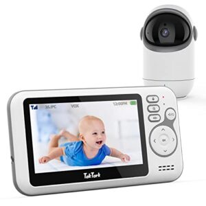 TakTark Babyphone mit Kamera, 4.3'' Babyfon mit Kamera und Audio mit Pan-Tilt 300° Rotation Video Baby Monitor mit VOX, Gegensprechfunktion, Nachtsicht, Temperatursensor und Keine störenden Lichter