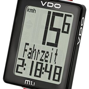VDO M1.1 digitaler Fahrradcomputer Fahrradtacho, schwarz-rot (Kabel)