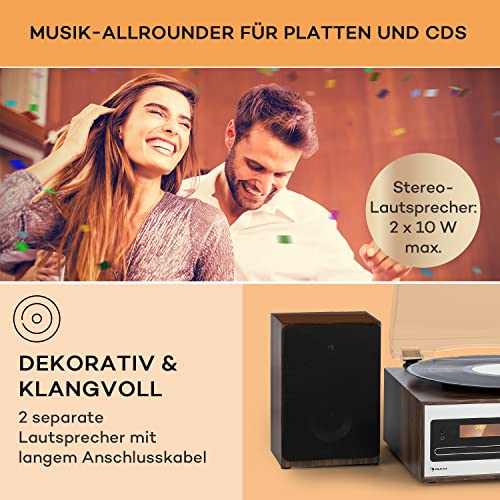 Auna Kompaktanlage mit CDPlayer, DABRadio, Vinyl Plattenspieler