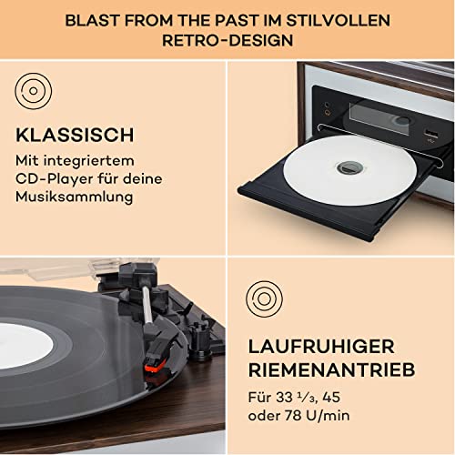 Auna Kompaktanlage mit CDPlayer, DABRadio, Vinyl Plattenspieler