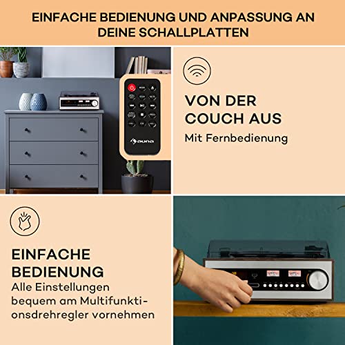 Auna Kompaktanlage mit CDPlayer, DABRadio, Vinyl Plattenspieler