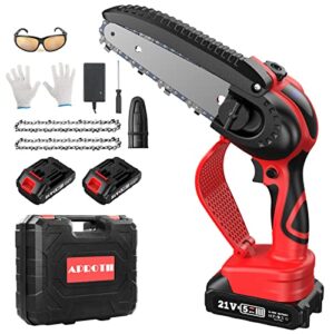 6 Zoll Akku-Kettensäge, APROTII Mini-Säge mit Automatischem Öler und 2 4.0 Ah Batterien, Bürstenloser Motor, 2 Ketten, Mini-Elektro-Motorsäge für Baumschnitt, Trimmen