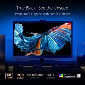 ASUS ProArt OLED PA32DC | 32 Zoll 4K UHD Professioneller Monitor | 16:9, 3840x2160, 10-bit | Kolorimeter, Auto Kalibrierung, ergonomisch, Calman, DisplayHDR 400 | DP, HDMI, 65W USB-C, USB-Hub