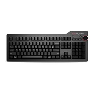 Das Keyboard 4 professionelle mechanische Tastatur, kabelgebunden, Cherry MX Blaue mechanische Schalter, 2 USB-3.0-Hub, Lautstärkeregler, Aluminium-Oberseite (104 Tasten, schwarz)