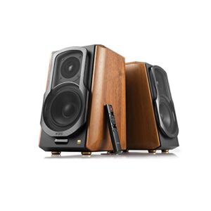 Edifier S1000MKII 2.0 Audiophile aktive Regallautsprecher, 120 Watt Lautsprecher, Bluetooth 5.0 mit aptX HD, optischer Eingang, Aktivmonitor-Nahfeldlautsprecher mit Class-D-Verstärker, holz