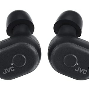 JVC HA-A10T-BU Truly Wireless In-Ear Bluetooth Kopfhörer mit Memory Foam Ohrstücken, Farbe Charcoal-Black (Wasserfest IPX5, 4 + 10 Std. Akkulaufzeit)