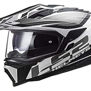 LS2, Motorradhelm Explorer Alter Mat Schwarz Weiß, XXXL