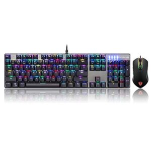 NOETS CK888 mechanische Tastatur Vollfarbe RGB Cyan Achse mechanische Tastatur V30 Gaming Maus RGB Flow Farbe Licht Tastatur und Maus Set