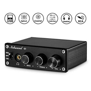 Nobsound Audio Q3 Kopfhörer Verstärker Mini Stereo DAC USB/Optisch/Koaxial zu RCA AUX 24 Bit/192 kHz Digital zu Analog Audio Converter Decoder für Heimkino/Fernseher Aktivlautsprecher