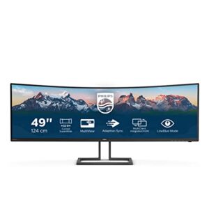 Philips 498P9Z - 49 Zoll DQHD Curved Monitor, höhenverstellbar (5120x1440, 165 Hz, DisplayPort, HDMI, USB Hub) schwarz, 498P9Z/00