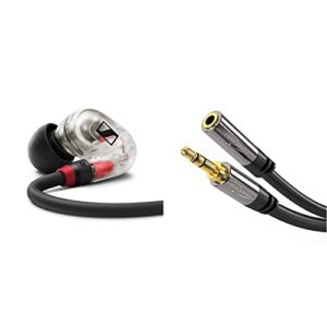 Sennheiser IE 100 PRO Dynamischer In-Ear-Monitoring-Kopfhörer, Transparent & KabelDirekt – 5 m – Kopfhörer-Verlängerungskabel, 3,5-mm-Klinken-Verlängerung (Aux-Audiokabel, Klinkenstecker, schwarz)